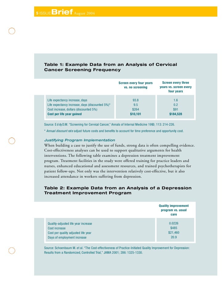 Cost Effectiveness Analysis in Health economics
