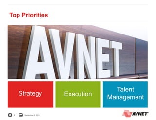 8 September 6, 2016
Top Priorities
Strategy Execution
Talent
Management
 
