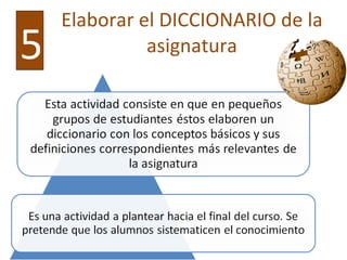 Elaborar el DICCIONARIO de la asignatura 5 