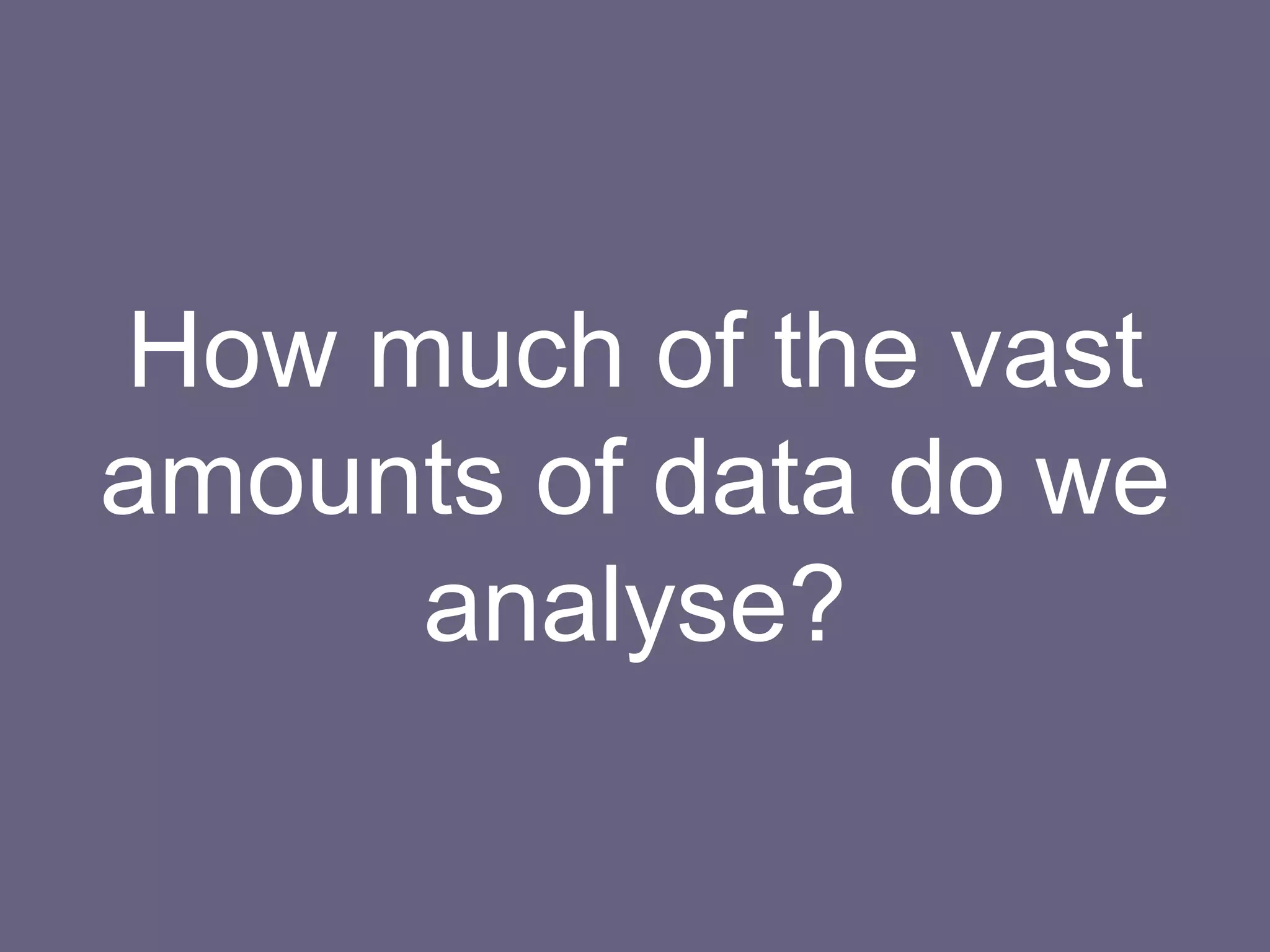 How much of the vast
amounts of data do we
analyse?
 
