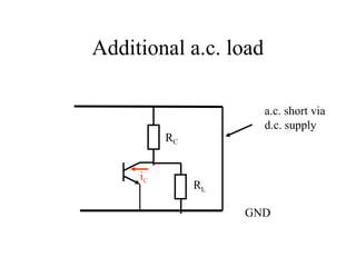 Additional a.c. load

                       a.c. short via
                       d.c. supply
          RC


     iC
               RL

                    GND
 