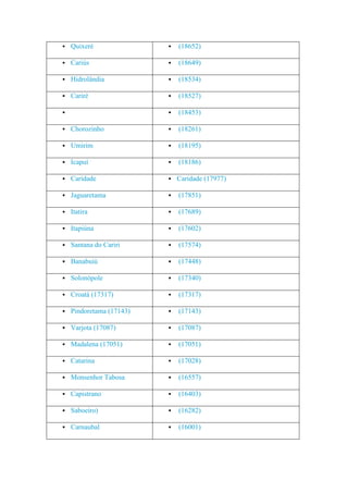 Ceará   população das cidades - 2010