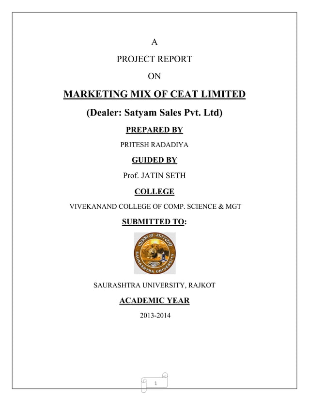 Ceat tyre PROJECT REPORT PDF