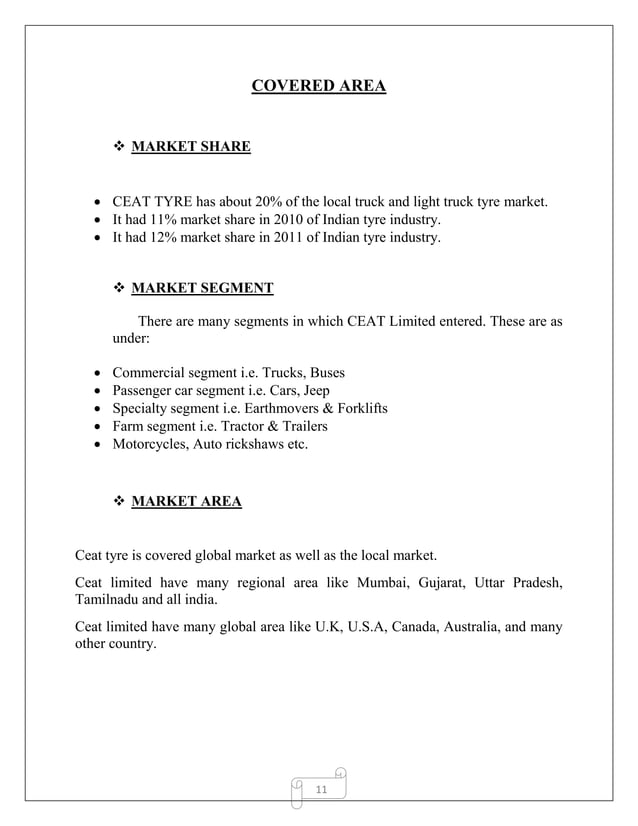 Ceat tyre PROJECT REPORT PDF