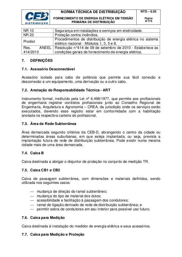 Ceb fornecimento de energia eletrica em tensao primaria de 