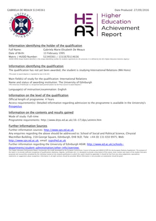 Uea Transcript UoE - Transcript Year 1 and 2 | PDF