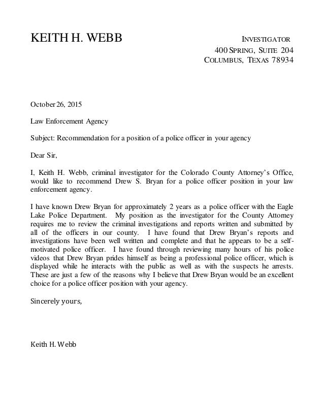 Criminal Reference Letter