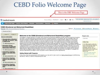 CEBD Folio Welcome Page
11
This is the DRF Welcome Page
 