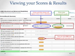 Viewing your Scores & Results
26
View your
assessment results
A time and date stamp will
appear when work is submitted
You can also Edit and
Submit work from this tab
 