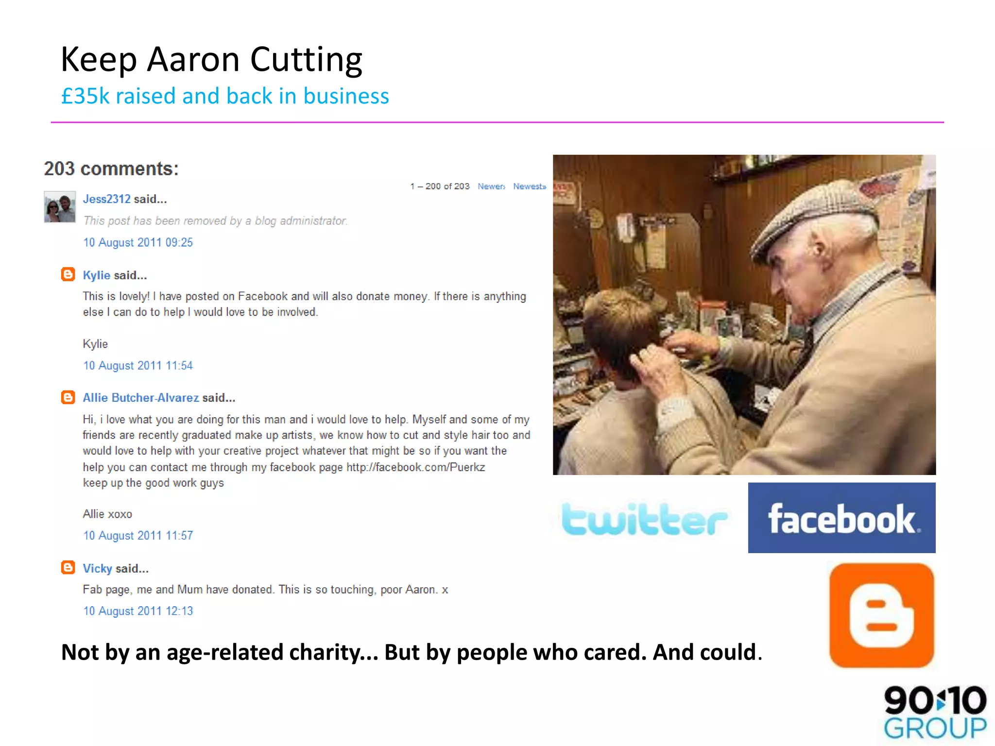 Keep Aaron Cutting
£35k raised and back in business




Not by an age-related charity... But by people who cared. And could.
 