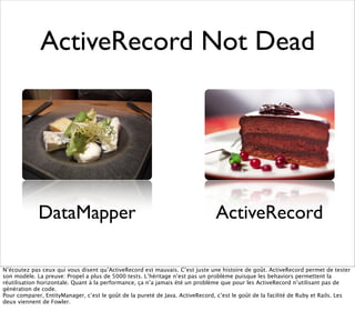 ActiveRecord Not Dead




             DataMapper                                                        ActiveRecord

N’é...