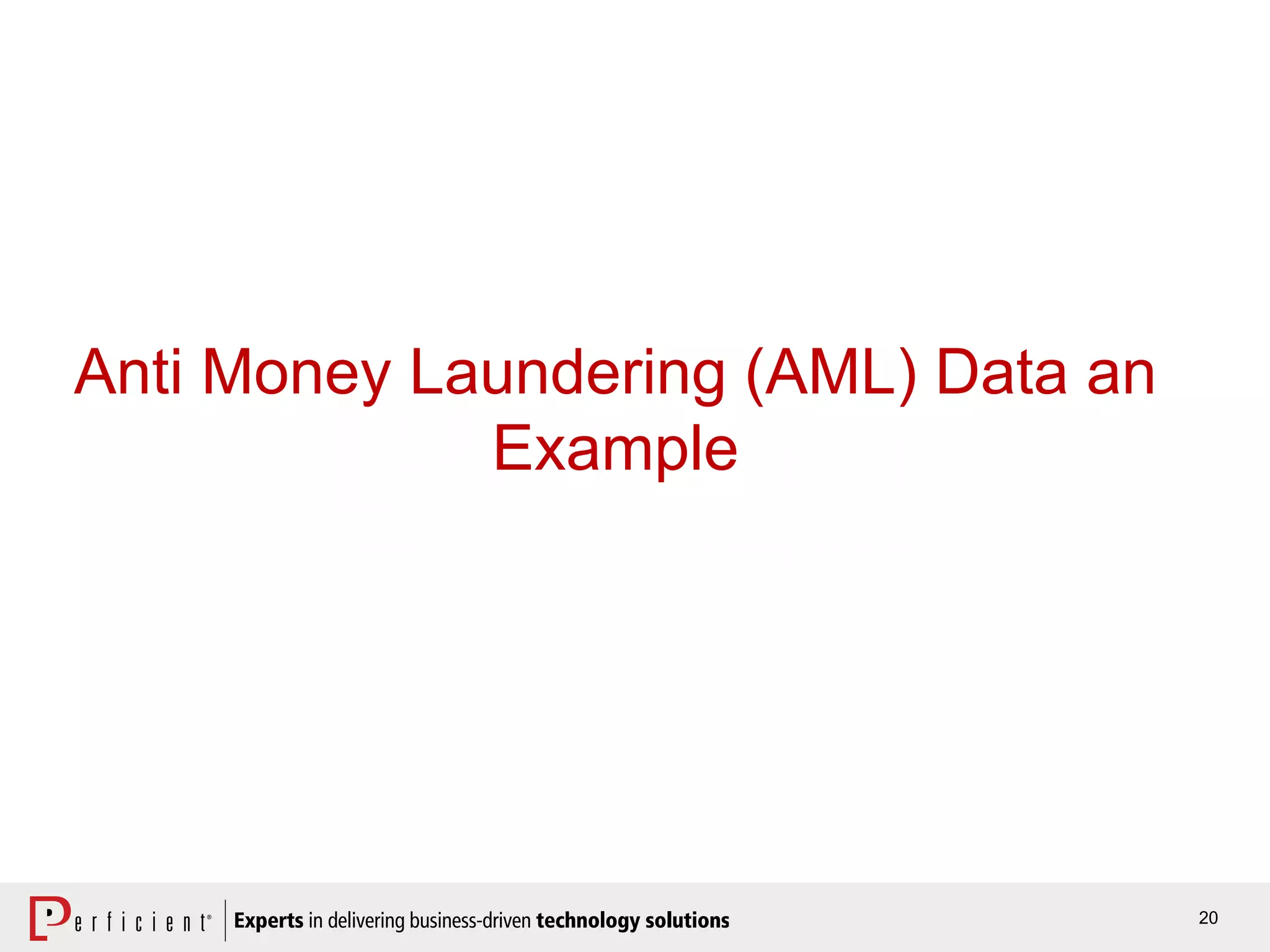 20
Anti Money Laundering (AML) Data an
Example
 