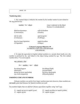 Tulo Tunga Number Cebuano Language Objectives | PPTX
