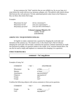 Cebuano Language Objectives | PPTX