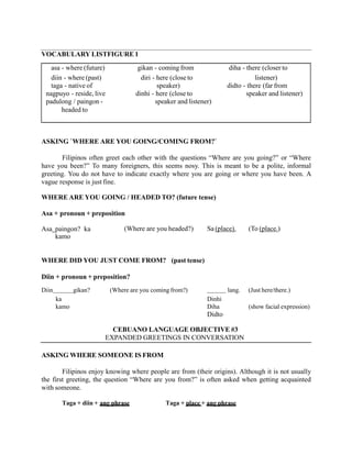 Cebuano Language Objectives | PPTX