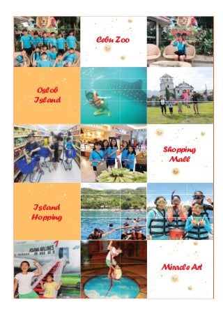 MiracleArt
Island
Hopping
Shopping
Mall
Oslob
Island
Cebu Zoo
 