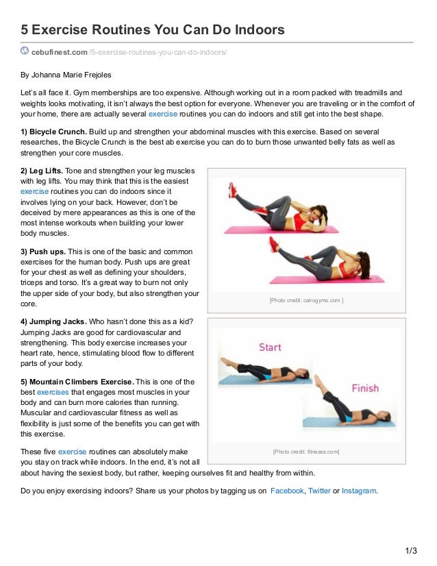 5 Exercise Routines You Can Do Indoors