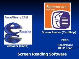 FREE: ReadPlease HELP Read Screen Reading Software Screen Reader (TextHelp) eReader (CAST) 