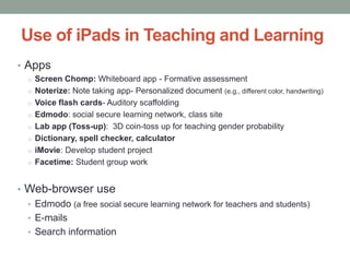 Teaching and learning with iPads for high school students with ...