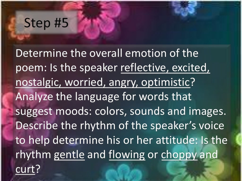how to identify who is the speaker in the poem & predicting possible