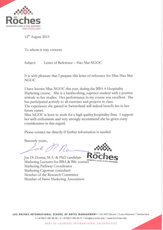 Recommendation letter NGOC Hao Mai