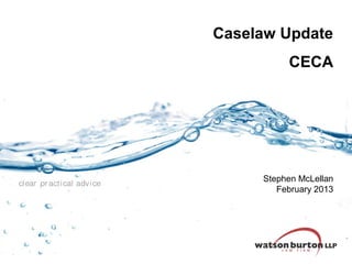 Caselaw Update
CECA

clear pr acti cal advi ce

Stephen McLellan
February 2013

 
