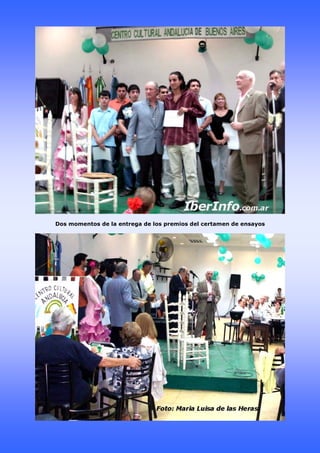 Dos momentos de la entrega de los premios del certamen de ensayos
 