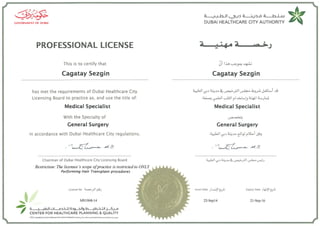 Dr. Sezgin- DHCC license