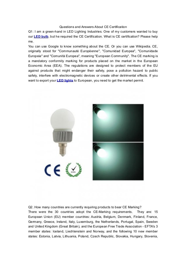 Ce certificate of led bulb