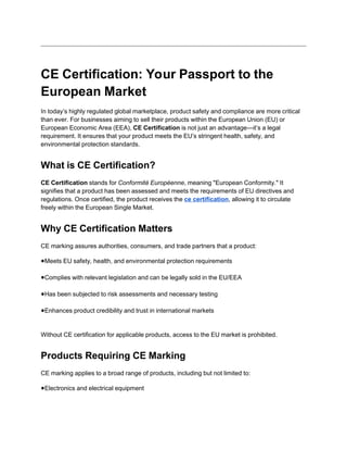 What are the Benefits of CE Marking Certification? | PPT