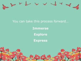 You can take this process forward…
Immerse
Explore
Express
 