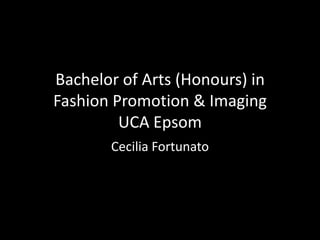 Bachelor of Arts (Honours) in Fashion Promotion & Imaging UCA Epsom Cecilia Fortunato 