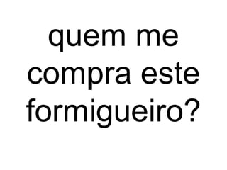 quem me
compra este
formigueiro?
 