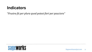 Indicators
“Frustra fit per plura quod potest fieri per pauciora"
 