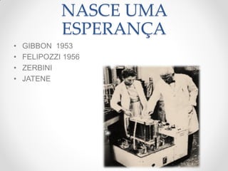 NASCE UMA
             ESPERANÇA
•   GIBBON 1953
•   FELIPOZZI 1956
•   ZERBINI
•   JATENE
 