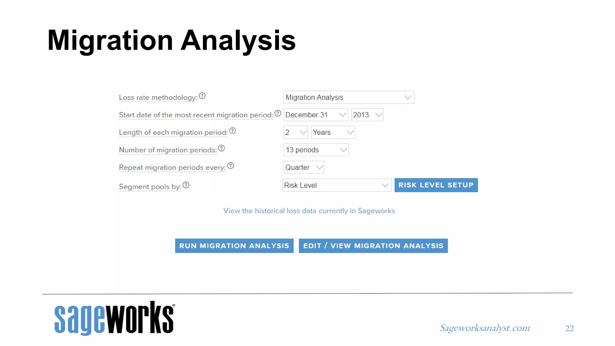 Sageworksanalyst.com
Migration Analysis
22
 