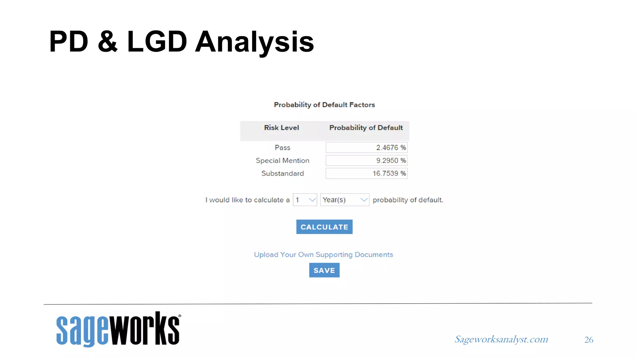 Sageworksanalyst.com
PD & LGD Analysis
26
 