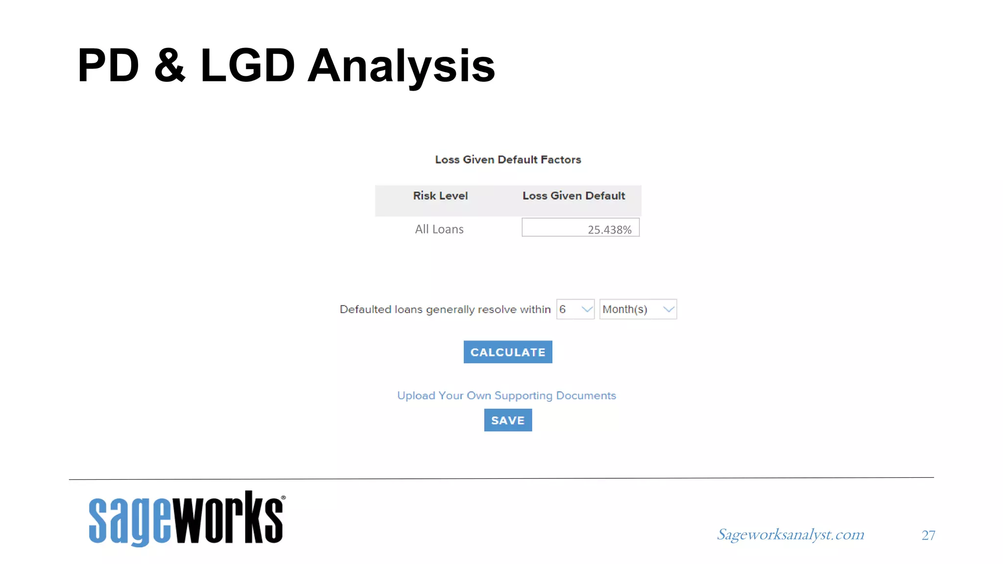 Sageworksanalyst.com
PD & LGD Analysis
27
All Loans 25.438%
 