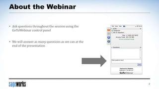 About the Webinar
2
• Ask questions throughout the session using the
GoToWebinar control panel
• We will answer as many questions as we can at the
end of the presentation
 
