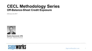 Sageworksanalyst.com
Neekis Hammond, CPA
Principal - Advisory Services
1
February 23, 2017
CECL Methodology Series
Off-Balance-Sheet Credit Exposure
 