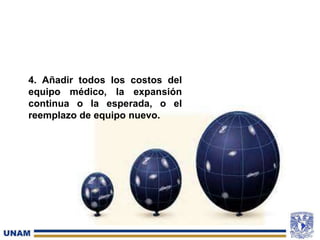 4. Añadir todos los costos del
equipo médico, la expansión
continua o la esperada, o el
reemplazo de equipo nuevo.
 