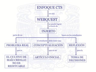 WEBQUEST ENFOQUE CTS INJERTO PROBLEMA REAL CONCEPTUALIZACIÓN REFLEXIÓN TOMA DE DECISIONES ARTÍCULO INICIAL EL CULTIVO DE MAÍZ CRIOLLO NO ES REDITUABLE se puede lograr a través de parte de un en una que es el estudiante  debe tener una  que es un busca en los estudiantes para la 