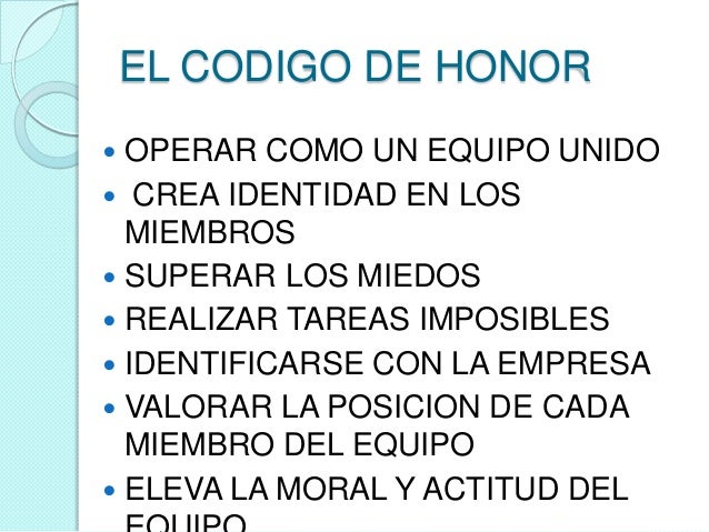 SED El CODIGO DE HONOR Y LOS EQUIPOS EXITOSOS