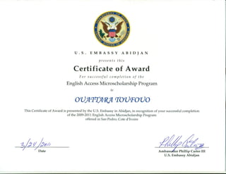 Certificate of AWARD EAMP  - US EMBASSY 2