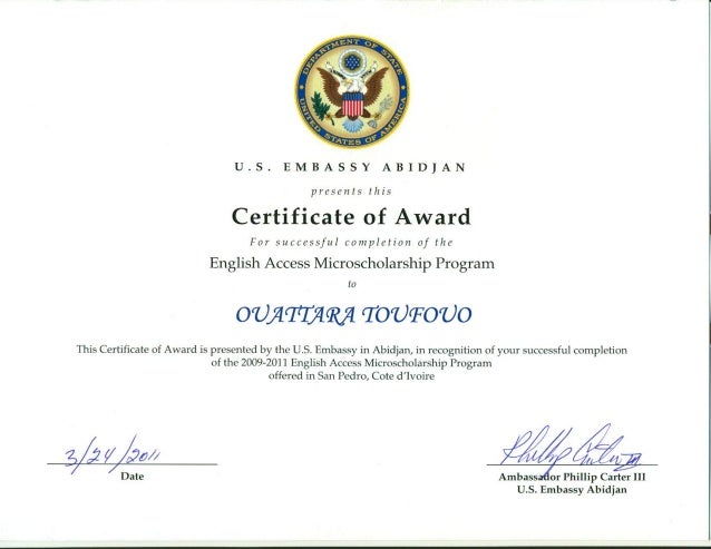 certificate of award