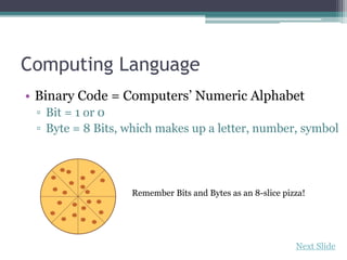 Ced 575 bits bytes and beyond computer basics | PPTX
