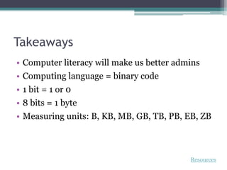 Ced 575 bits bytes and beyond computer basics | PPTX