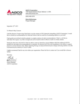 AGCO Letter of Recommendation - Chad Oanes