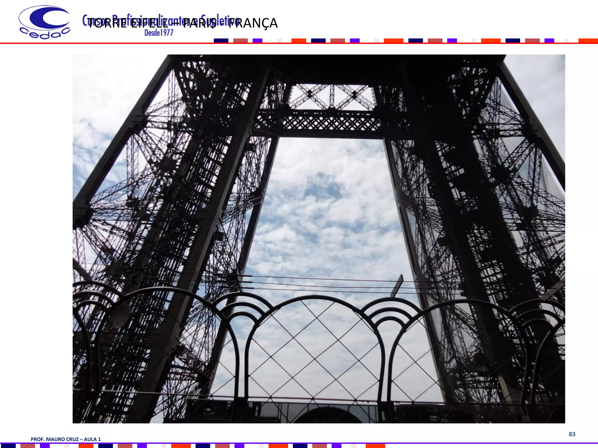 83
PROF. MAURO CRUZ – AULA 1
TORRE EIFELL – PARIS - FRANÇA
 