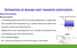 ESTIMATION OF BOILING HEAT TRANSFER COEFFICIENTS
OTHER TYPE OF BOILING:
NUCLEATE BOILING:
• is the boiling takes place whe...